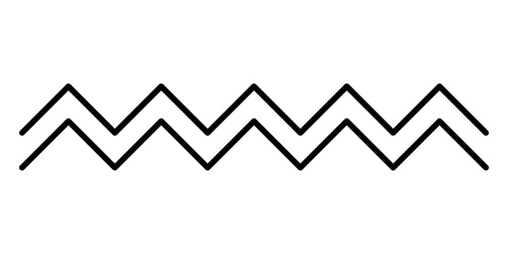Double zigzag line pattern in black isolated on transparent background