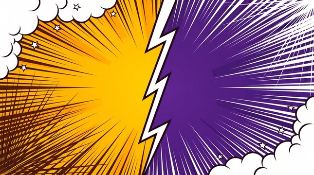 Comic Versus Background with Lightning Bolt and Pop Art Style