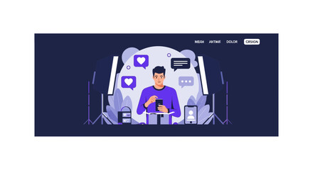 Fototapeta premium Social Media Influencer and Content Creator in Professional Studio Illustration