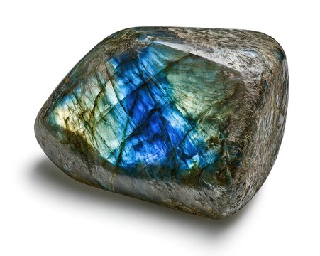 Labradorite Crystal: A Polished Gemstone with Blue and Green Iridescent Patterns
