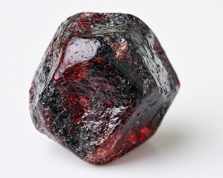 Raw Garnet Crystal with Deep Red and Black Veins