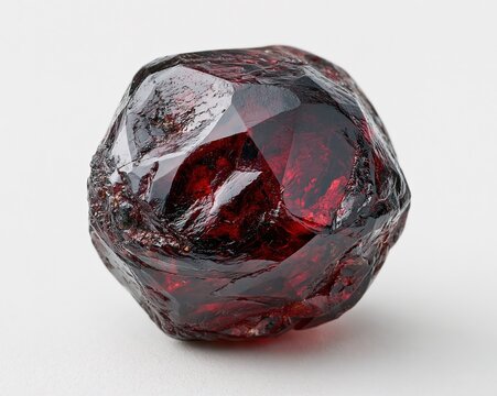 Red Garnet Gemstone, Polished Surface Reveals Rich Red Hue and Sparkling Crystals