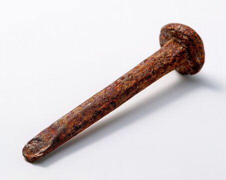 Rusty Nail Against White Background