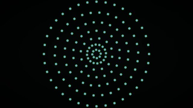 Abstract spiral pattern of small glowing dots on a dark background, creating a mesmerizing visual effect with a sense of depth and motion, perfect for digital art and backgrounds