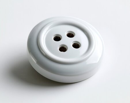 White Button with Four Holes