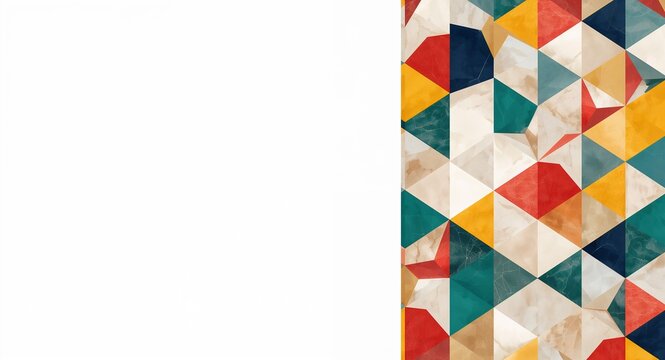 Retro polygon seamless tiles complementary colors on white background ideal for eye catching designs, Creating seamless tile with retro polygons in complementary colors on white background for eye