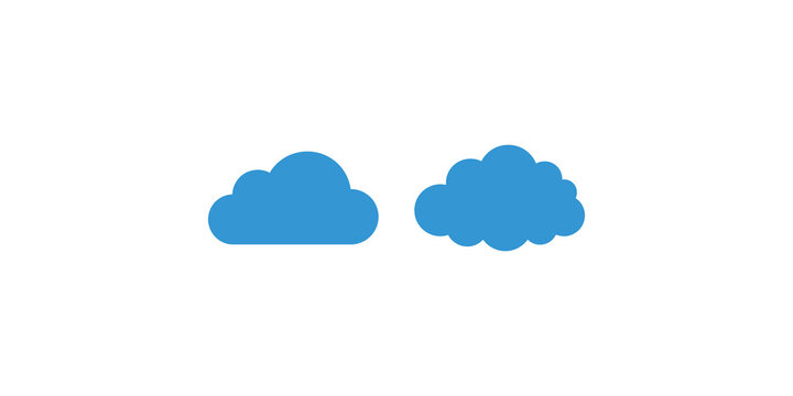 Minimalist blue cloud icons set on transparent background for weather web design and mobile application interfaces.