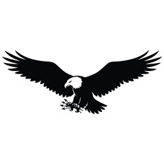 Fototapeta premium Eagle carrying arrows silhouette vector illustration for an american patriotic symbol art.