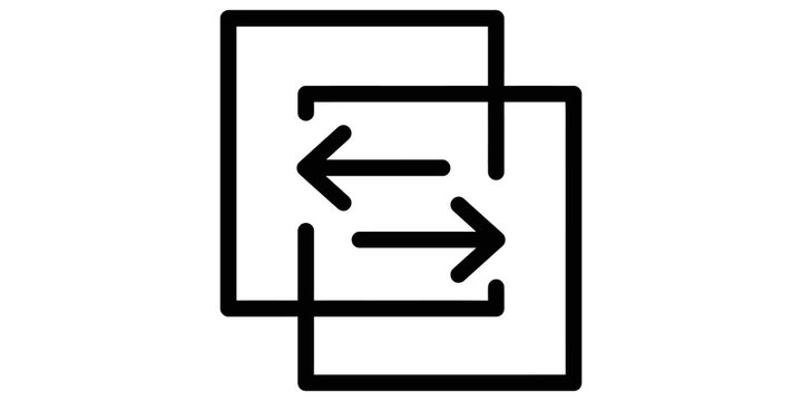 Document file exchange and data transfer icon in outline style.