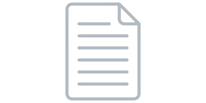 Minimalist grey outline document icon with folded corner on transparent background.