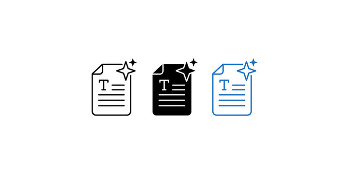 Content generation and AI writing assistant icons in three color variations.