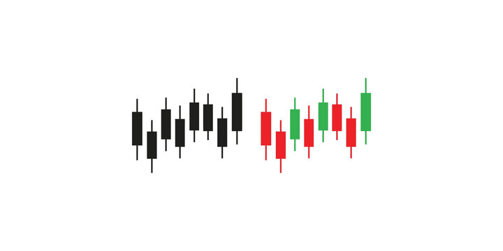 Black and red green candlestick charts for financial trading analysis.