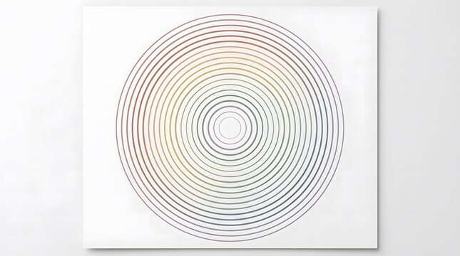 Abstract concentric circle art with a gradient splash of color on a white backdrop.