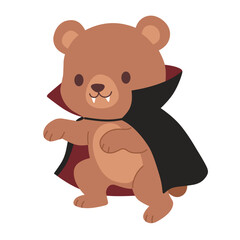Obraz premium Cute Vampire Bear Halloween Animal Character Vector Illustration
