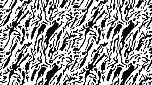 Black wavy liquid zebra stripes seamless pattern for fashion.