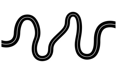 Fototapeta premium Abstract black and white wavy line design featuring a continuous flowing path on a plain white background