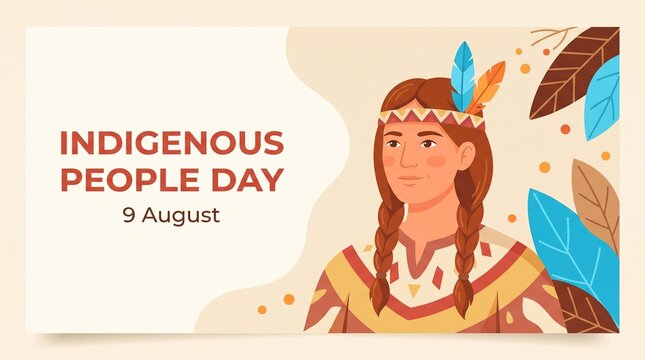 Indigenous woman celebrating people day illustration