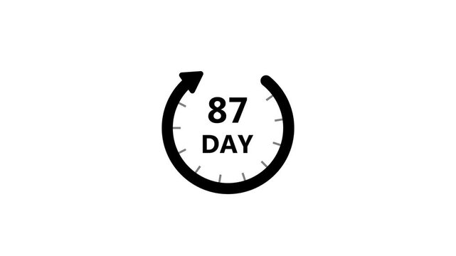 Calendar icon day 87 animation Luma matte with transparent background 4K appointment, important date, Timetable time management, organize meeting, Planning strategy Animated stock video.