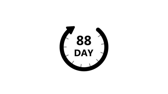 Calendar icon day 88 animation Luma matte with transparent background 4K appointment, important date, Timetable time management, organize meeting, Planning strategy Animated stock video.