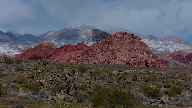 Aerial Red Rock Canyon Nevada Desert Mountains Flyover