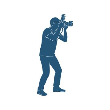 Person taking photo with dslr camera Vector