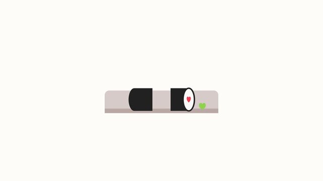 Sushi Roll Cut by Knife with a Heart Symbol on a Clean Background