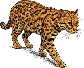 Leopardus pardalis illustration art © Diono