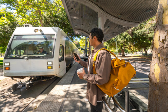 public transportation train stop outside
