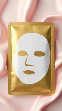 A gold foil sheet with a face mask, great for cosmetic or beauty related uses