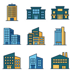 Fototapeta premium Electric vehicle icons illustrate clean energy transportation options including cars, charging stations, and batteries, representing sustainable mobility solutions.