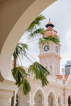 Sultan Abdul Samad Building clock tower framed by arch