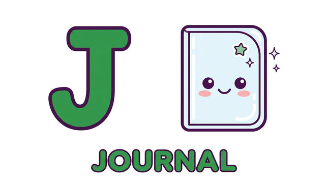 Cute Alphabet J Journal Vector Illustration Design