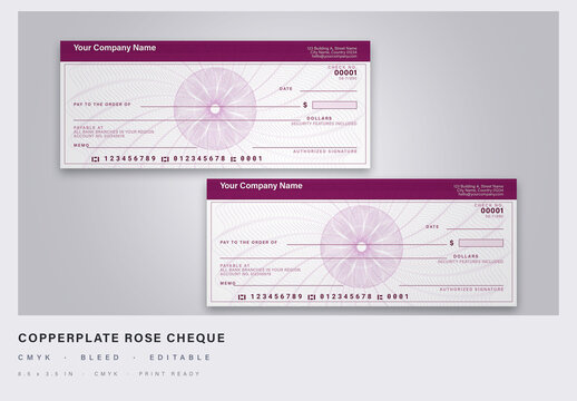 Copperplate cheque with dense rose rosette-wave engraving