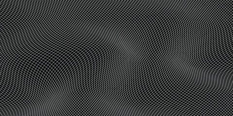 Fototapeta premium Abstract wavy 3d mesh on a black background
