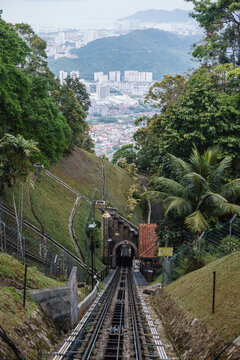Penang Hill funicular railway overlooking George Town