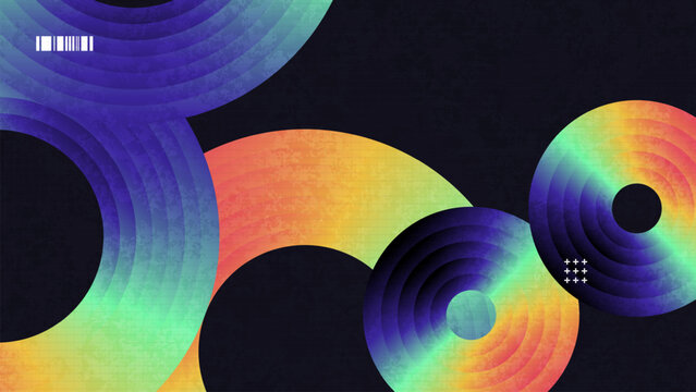 Colorful Geometric Abstract Background With Gradient Circles And Grid Texture