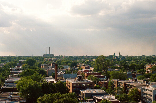 Montreal view from high rise over rosemont and mile end neighbourhoods