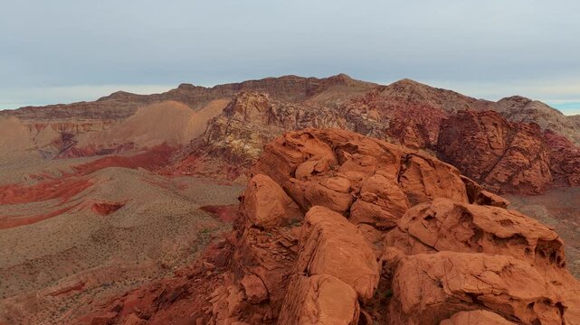 Aerial Red Sandstone Formations Little Finland Gold Butte Nevada Fly Through