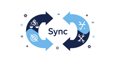 Fototapeta premium Financial Data Sync and Business Process Integration Concept