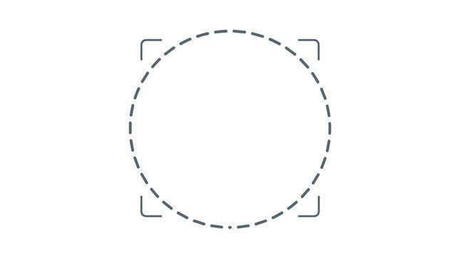Abstract circular dashed viewfinder frame element for photography and video interface design