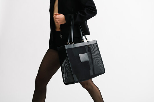 Black Fashion Tote Bag With Stylish Legs