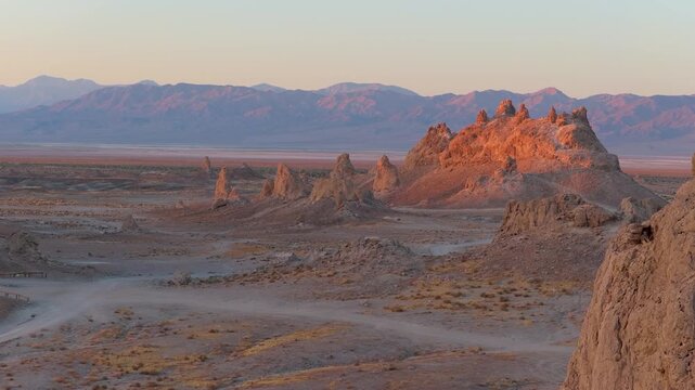Aerial Trona Pinnacles San Bernardino County Desert Landscape Flyover