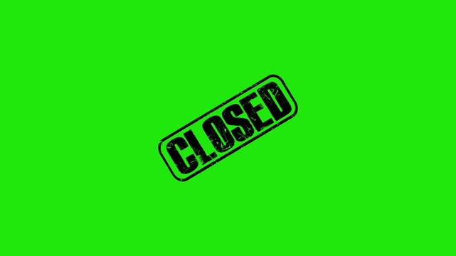 Black Closed Rubber Stamp Impression Isolated on Green Screen Background for Easy Chroma Key Compositing