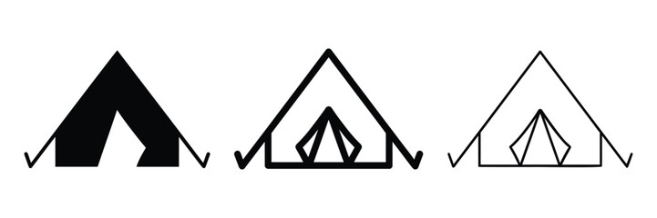 A frame camping tent icon silhouette vector outline and line art © MD