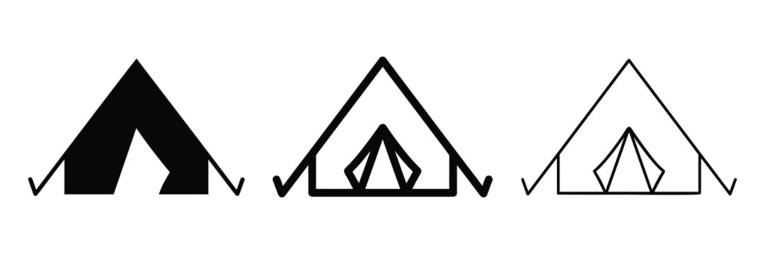A frame camping tent icon silhouette vector outline and line art