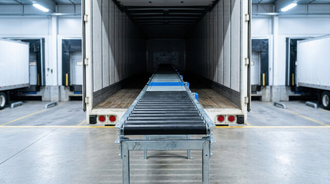 Loading dock trailer conveyor system supports AI logistics network operations