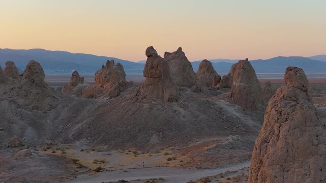 Aerial Trona Pinnacles California Desert Landscape Flyover