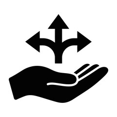 Hand with arrows symbolizing choices and directions guidance © VectorGridLab