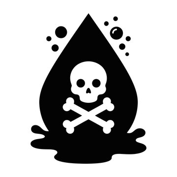 Black Poison Drop Icon With Skull And Crossbones Symbol