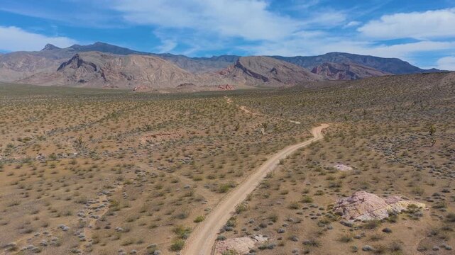 Aerial Desert Road and Mountains Gold Butte National Monument Flyover
